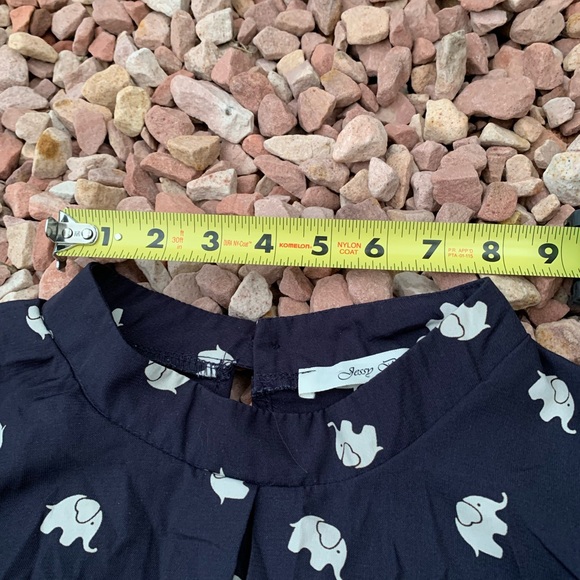 Jessy B Blue and White Elephant Ruffled Sleeves Blouse - Picture 8 of 13